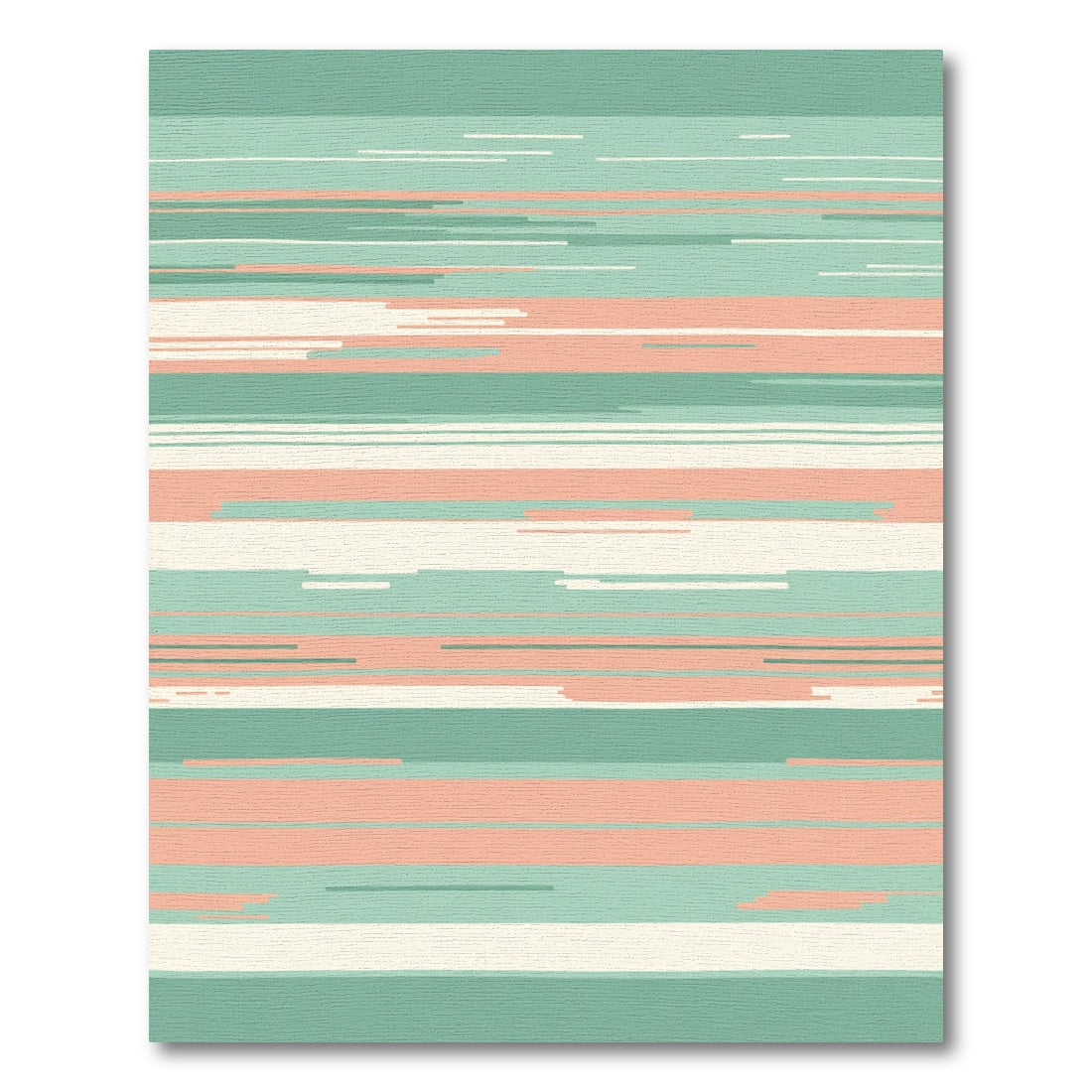 Teal Coral White Linear Stripe Rug