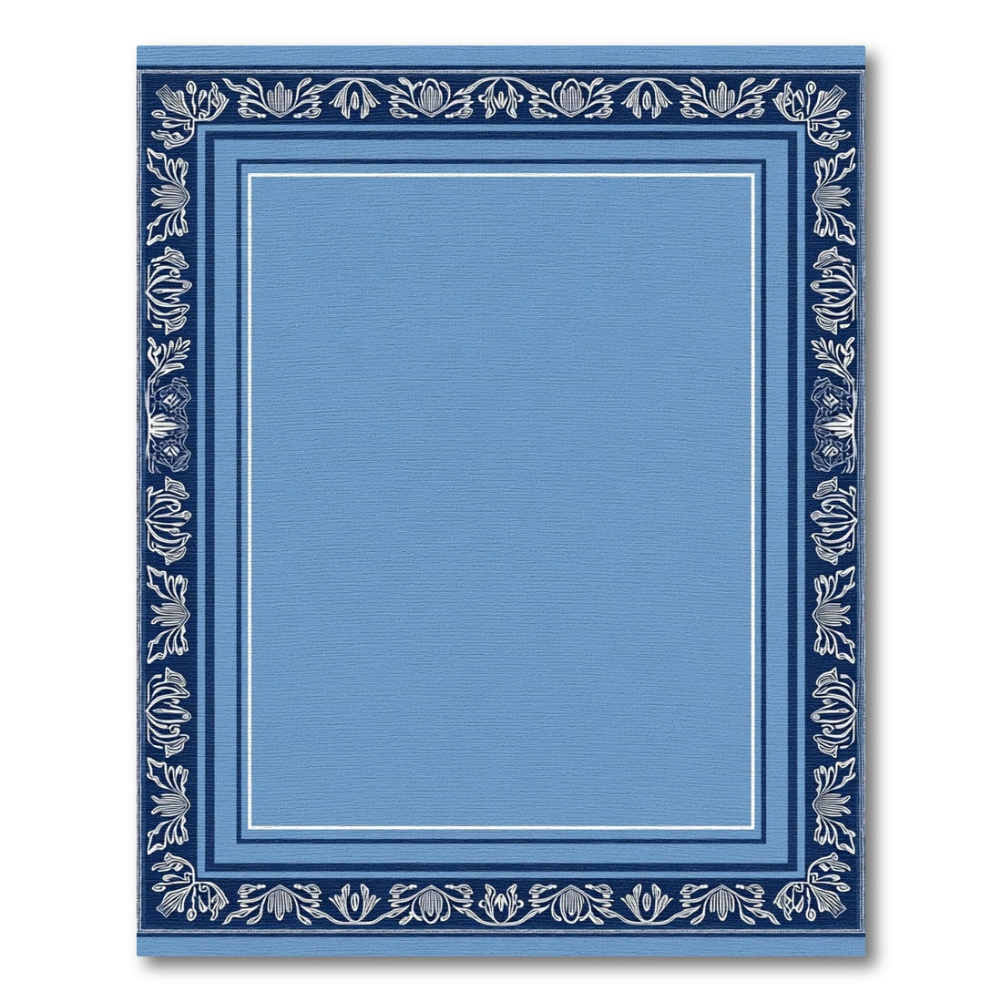 Blue Floral Border Medallion Rug