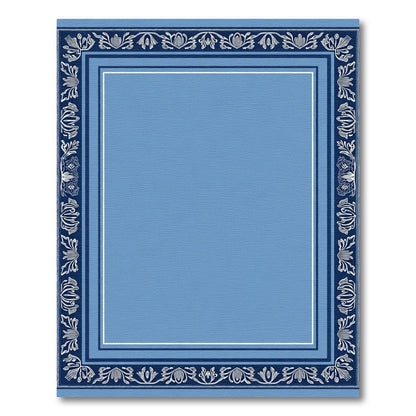 Blue Floral Border Medallion Rug