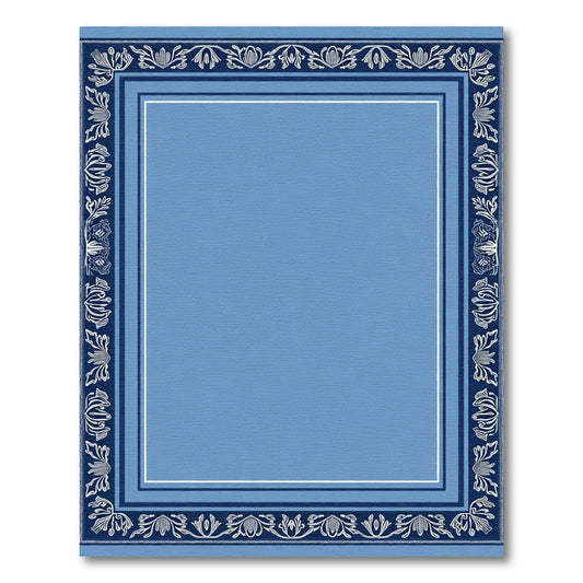 Blue Floral Border Medallion Rug