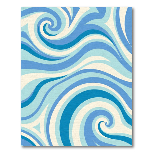 Cerulean Blue Swirl Waves Rug