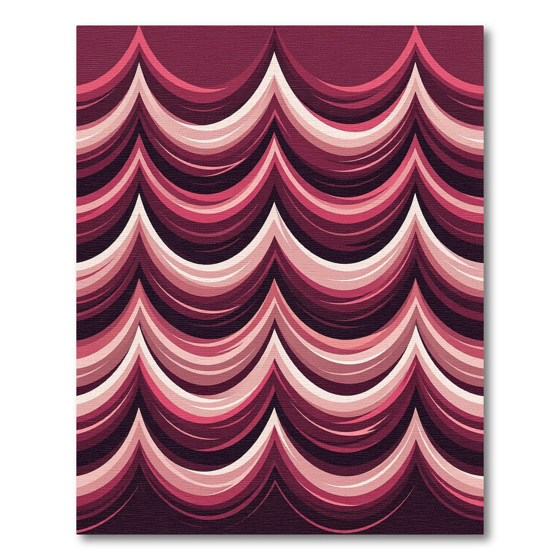 Crimson Abstract Wave Bands Rug