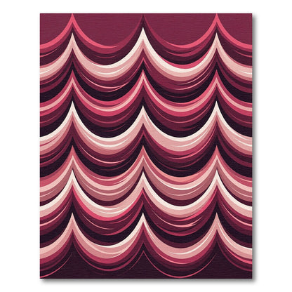 Crimson Abstract Wave Bands Rug