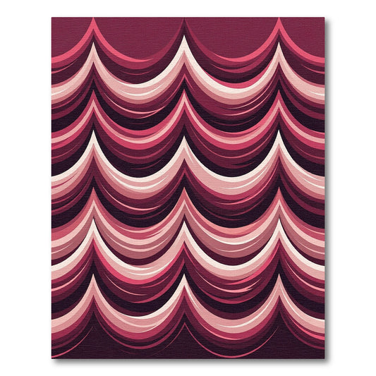 Crimson Abstract Wave Bands Rug