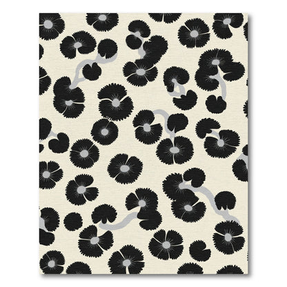 Black Floral Branches Cream Background Rug