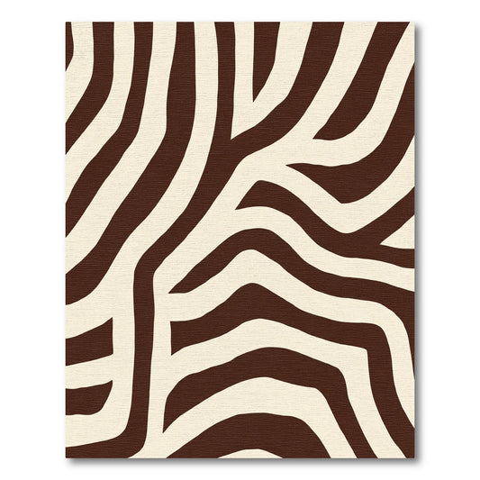 Earthy Brown Cream Zebra Stripes Rug