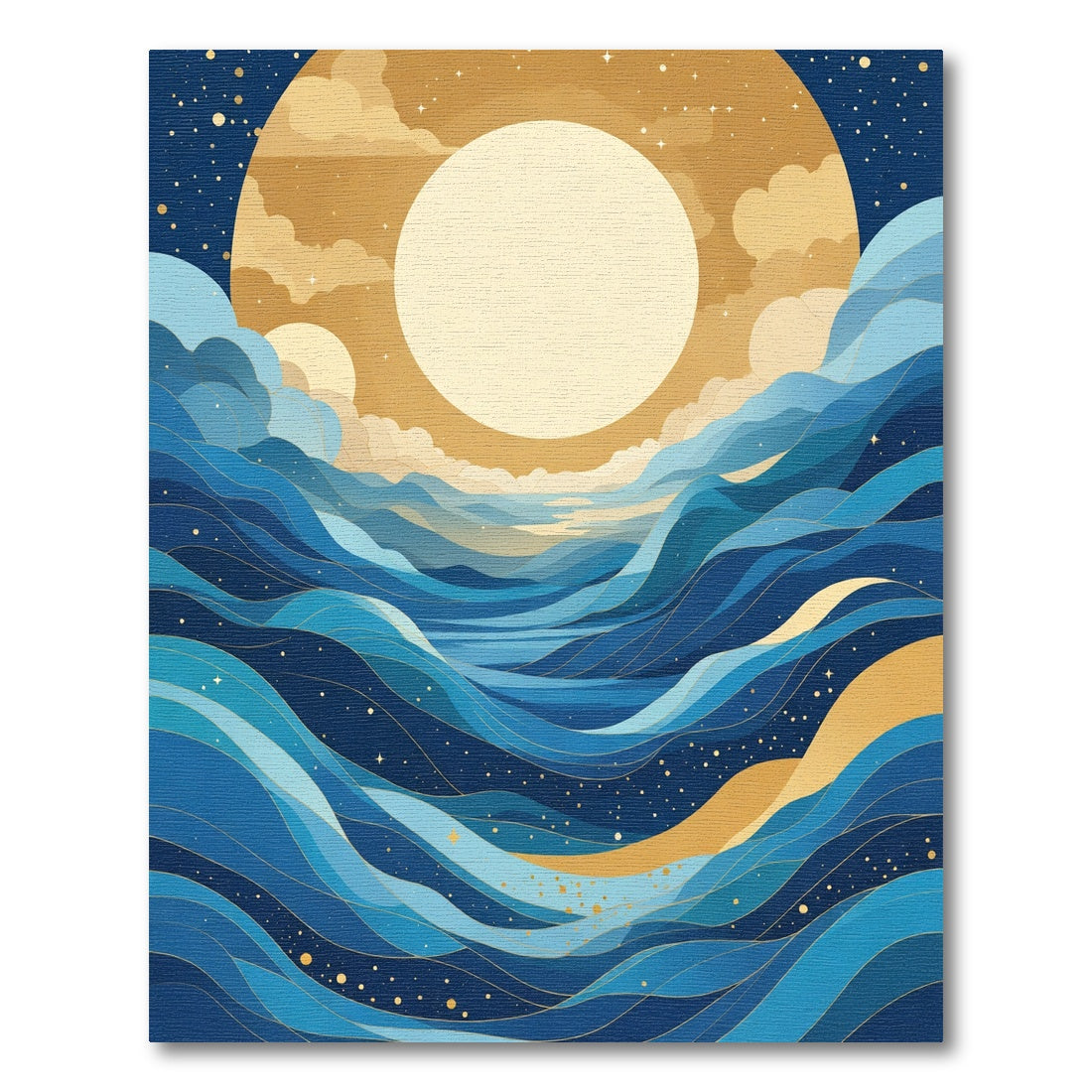 Golden Celestial Ocean Waves Art Rug