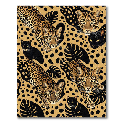 Golden Leopard and Black Panther Jungle Rug