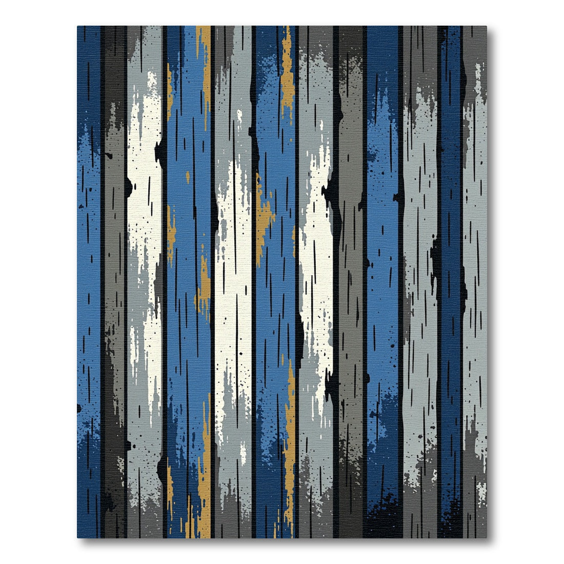 Distressed Navy and Cream Striped Planking Rug