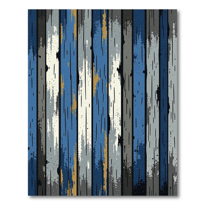 Distressed Navy and Cream Striped Planking Rug