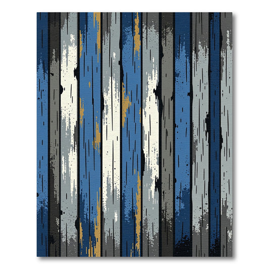 Distressed Navy and Cream Striped Planking Rug