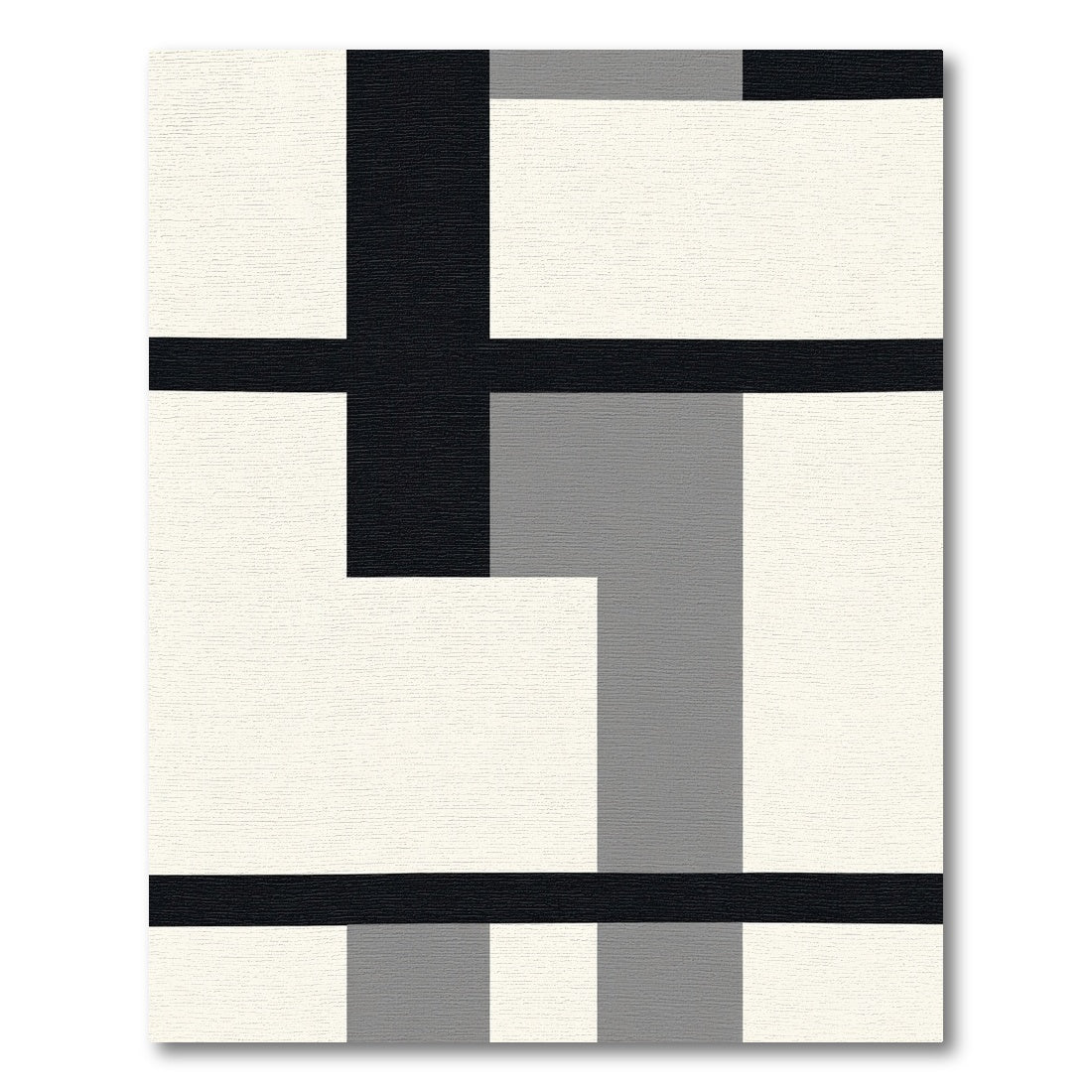 Black White Geometric Block Rug