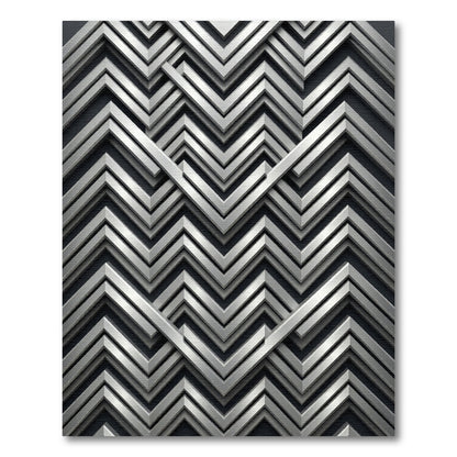 Sophisticated Metallic Silver Angular Chevron Rug