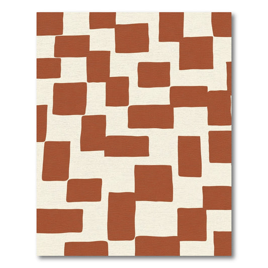 Terracotta Cream Interlocking Squares Rug