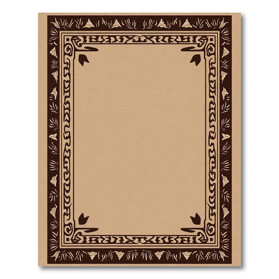 Brown Foliage Border Rug