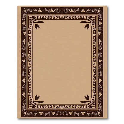 Brown Foliage Border Rug