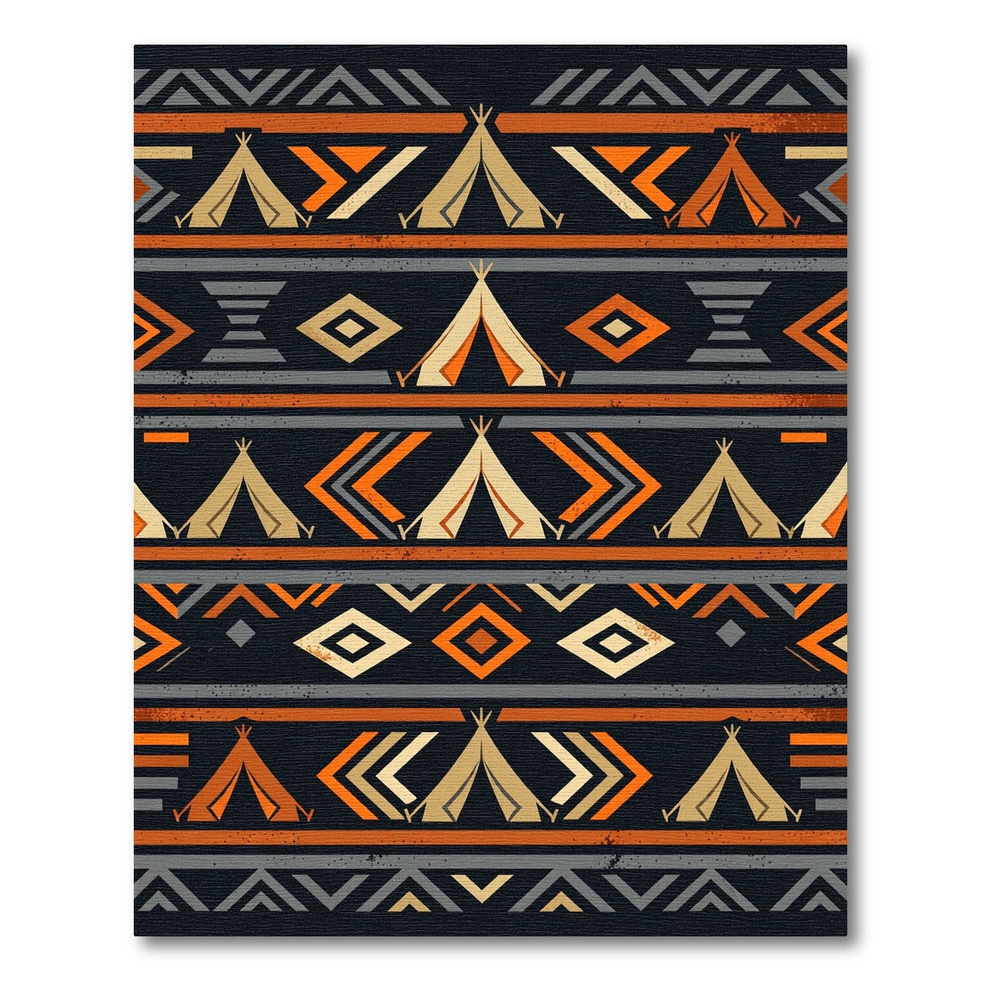 Geometric Teepee Boho Ochre Gray Rug