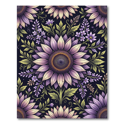 Purple Sunflower Botanical Floral Garden Rug