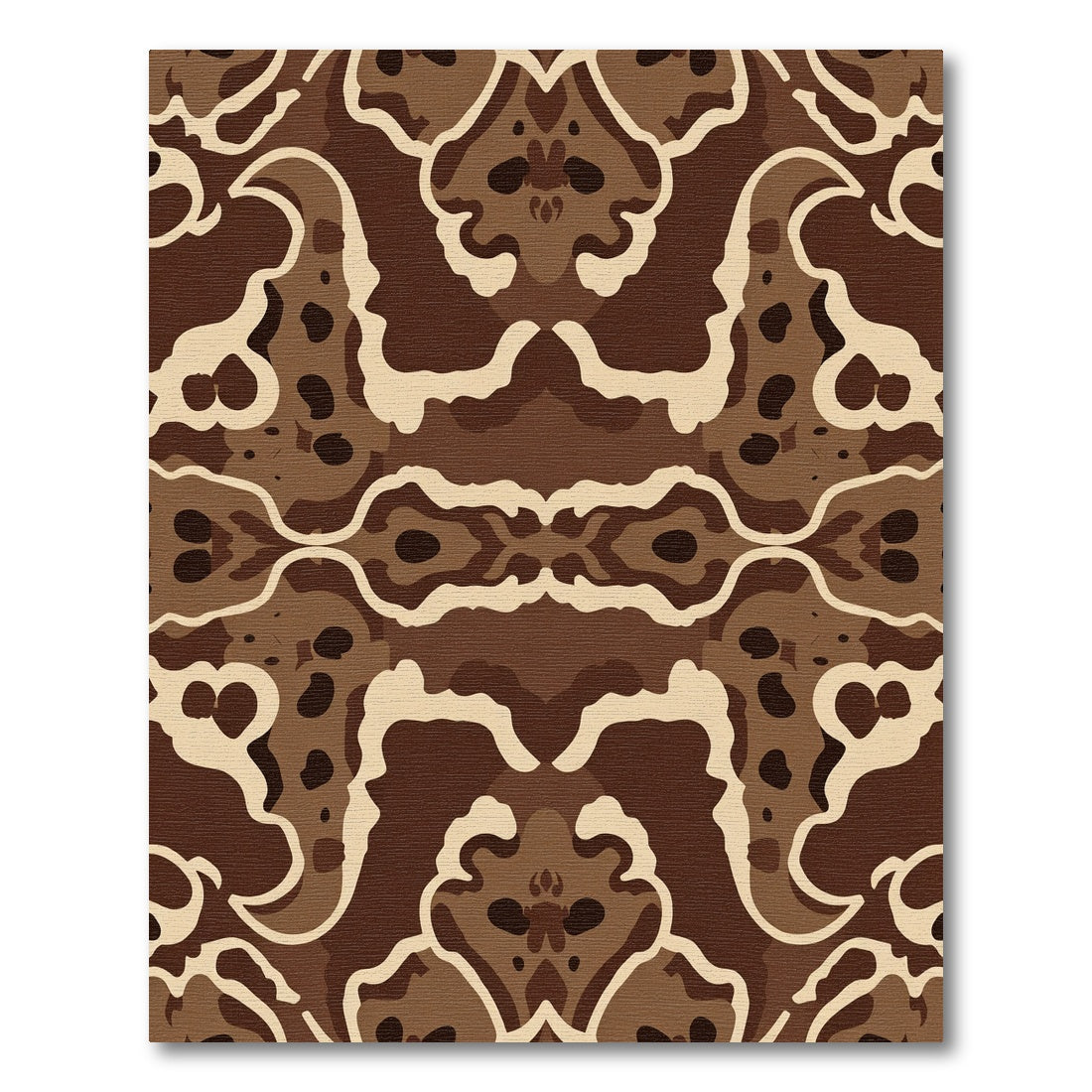 Brown Cream Organic Swirl Abstraction Rug