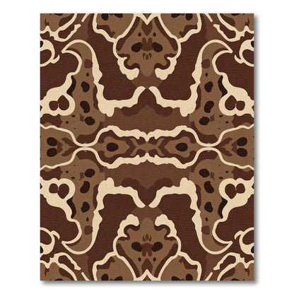 Brown Cream Organic Swirl Abstraction Rug