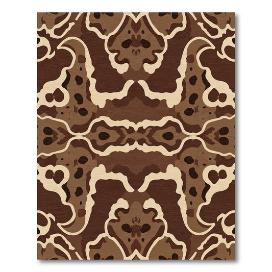 Brown Cream Organic Swirl Abstraction Rug