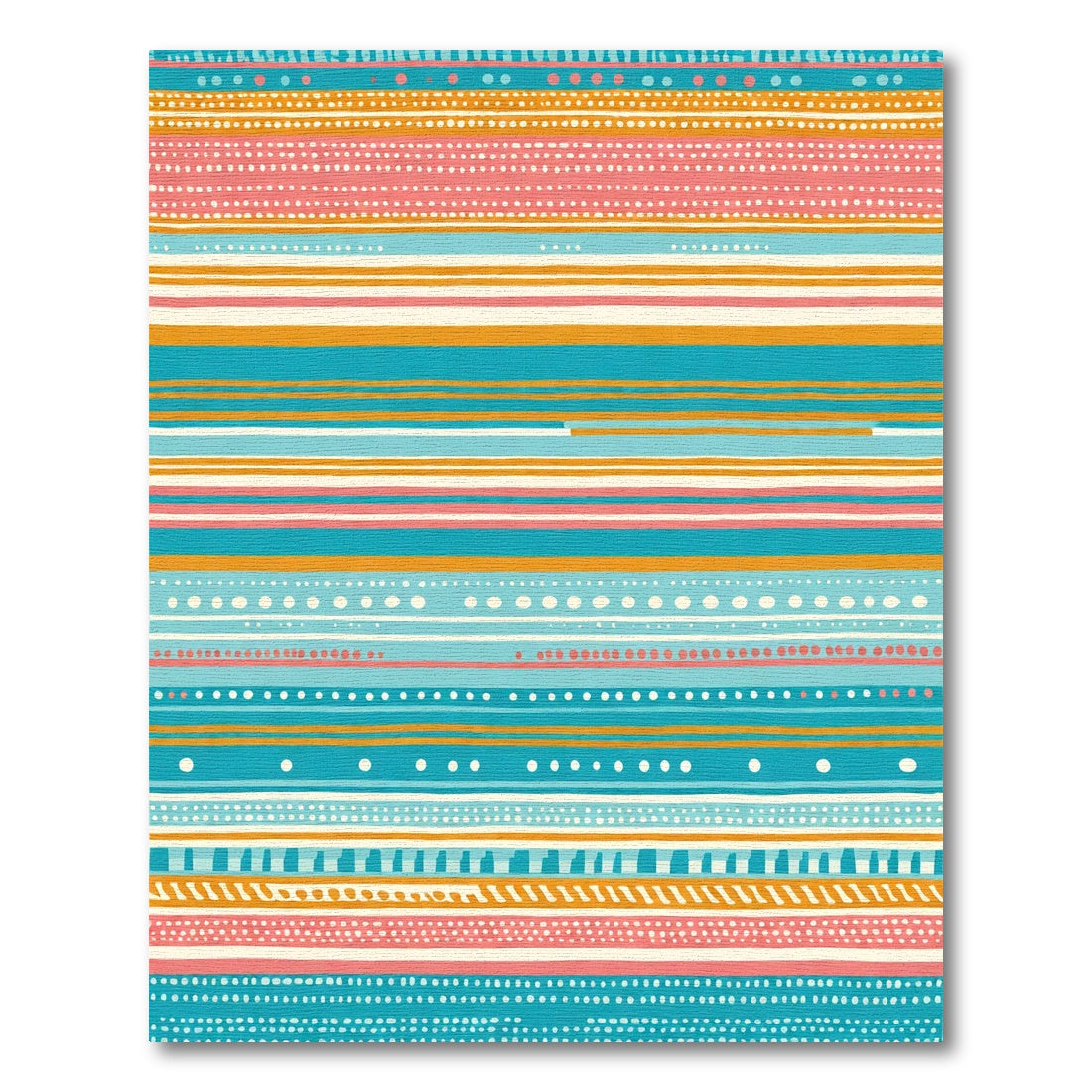 Coastal Striped Dot Aqua Coral Rug