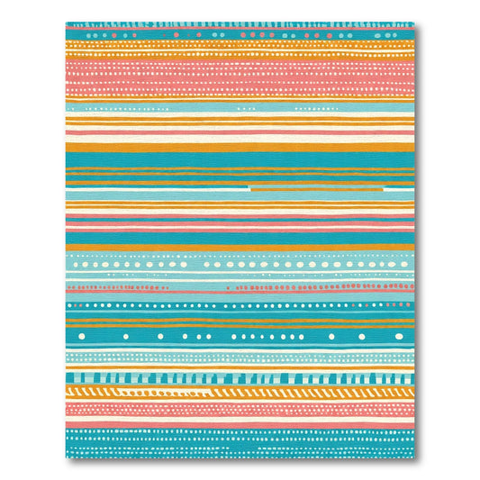 Coastal Striped Dot Aqua Coral Rug