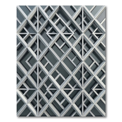 Sophisticated Slate Gray Geometric Lattice Rug