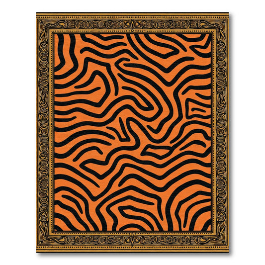 Bold Orange Black Curvy Border Rug