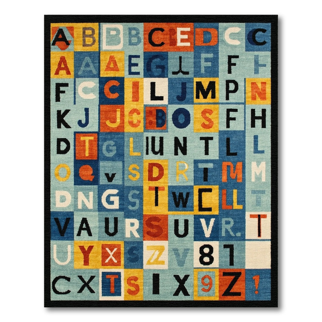 Playful Multicolored Alphabet Grid Rug
