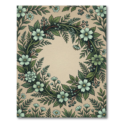 Mint Green Floral Berry Garland Rug
