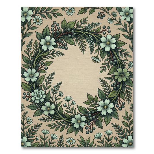 Mint Green Floral Berry Garland Rug