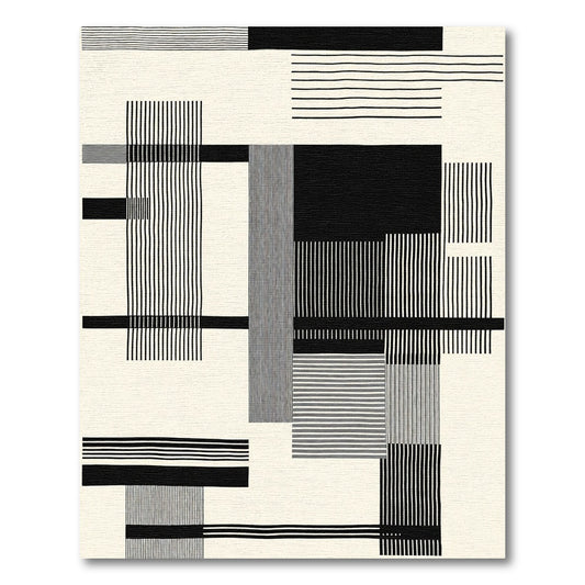 Modern Black White Abstract Geometric Rug