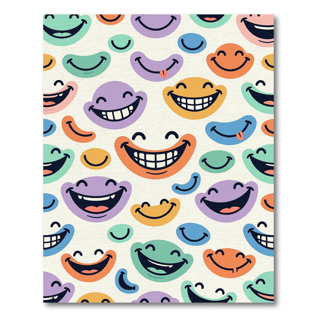 Playful Multicolored Retro Smiley Face Collage Rug