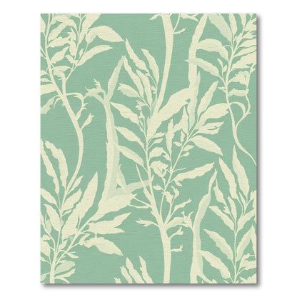 Mint Green Botanical Silhouette Garden Rug