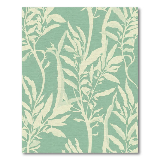 Mint Green Botanical Silhouette Garden Rug