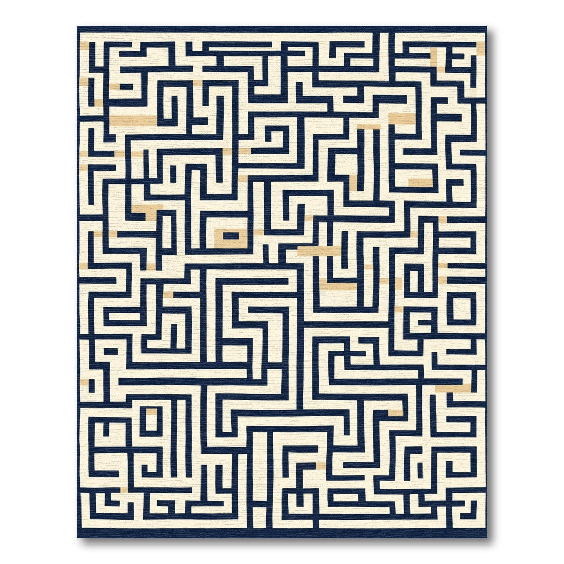 Navy Blue Cream Labyrinth Maze Rug