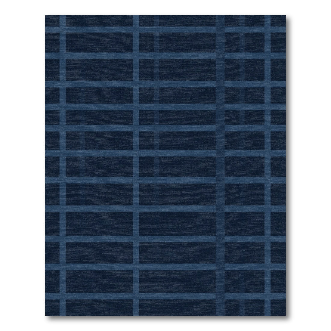 Deep Blue Geometric Grid Rug