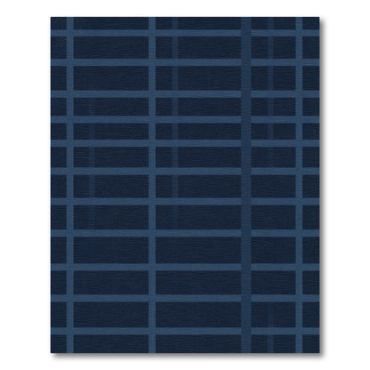 Deep Blue Geometric Grid Rug