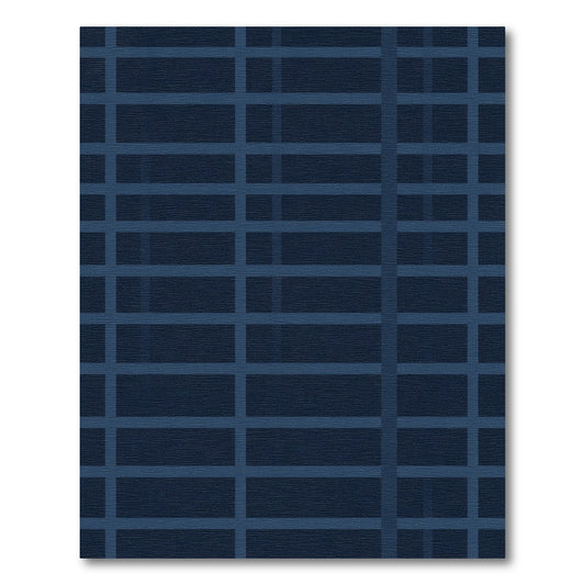 Deep Blue Geometric Grid Rug