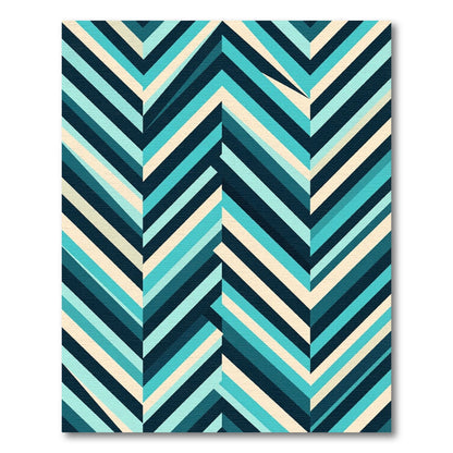 Cool Blue Chevron Stripes Rug