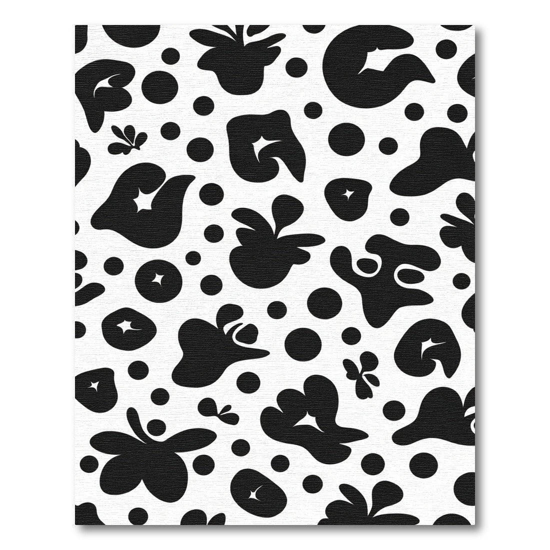 Black White Abstract Forms Dots Rug
