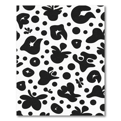 Black White Abstract Forms Dots Rug