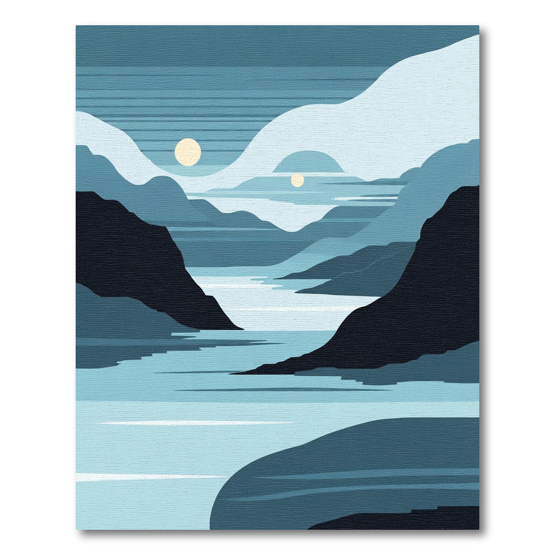 Calm Blue Landscape River Sun Scene Rug