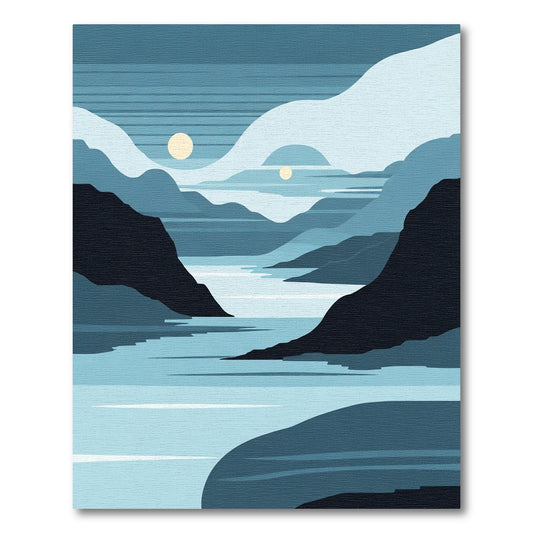 Calm Blue Landscape River Sun Scene Rug
