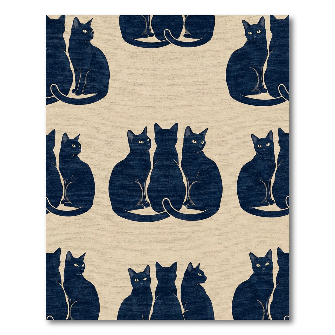 Minimalist Midnight Black Cat Trio Rug