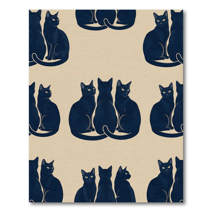 Minimalist Midnight Black Cat Trio Rug
