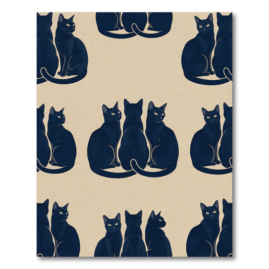 Minimalist Midnight Black Cat Trio Rug