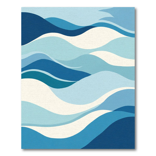 Oceanic Waves In Blue And Cream Rug