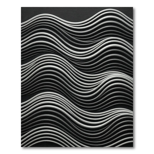 Monochromatic Gray Wavy Stripe Rug